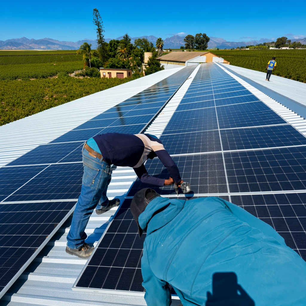 Solar panel installation on a residential roof in Cape Town by Hassan Legacy Projects